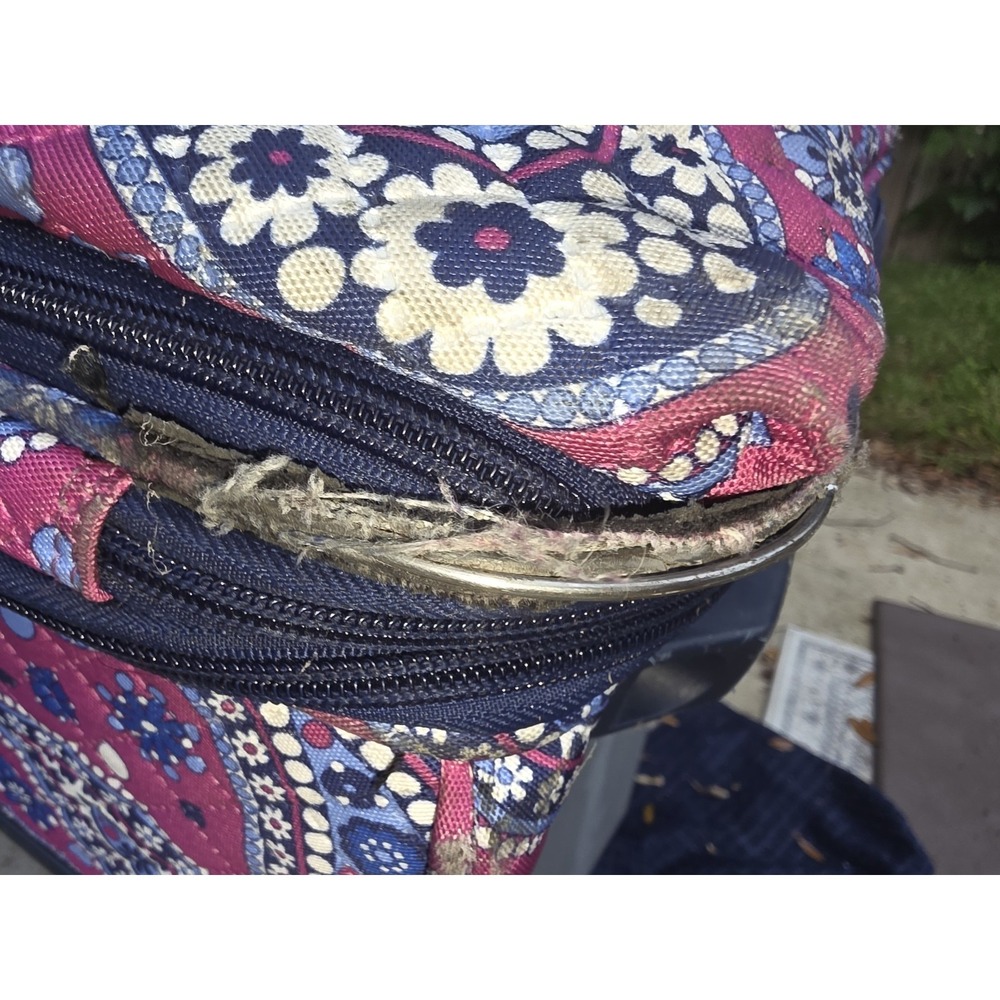 Vera Bradley Rolling Suitcase Lge Paisley Quilted Expandable See Pics Flaws - Picture 8 of 13